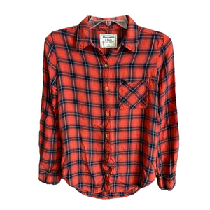 Abercrombie and Fitch Red Plaid Button Down Shirt Size XS